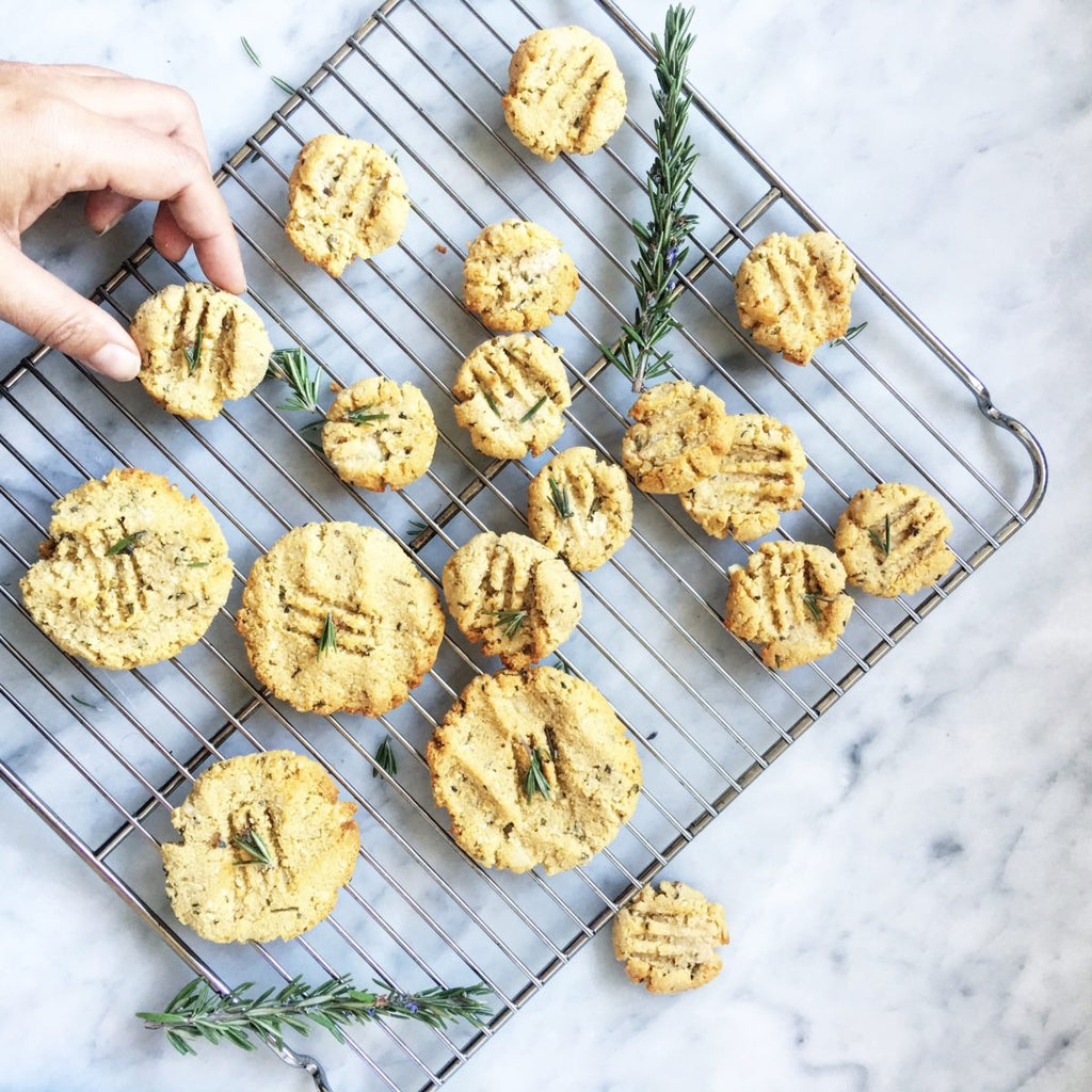 ANZAC TEFF COOKIES WITH MACADAMIAS & ROSEMARY
